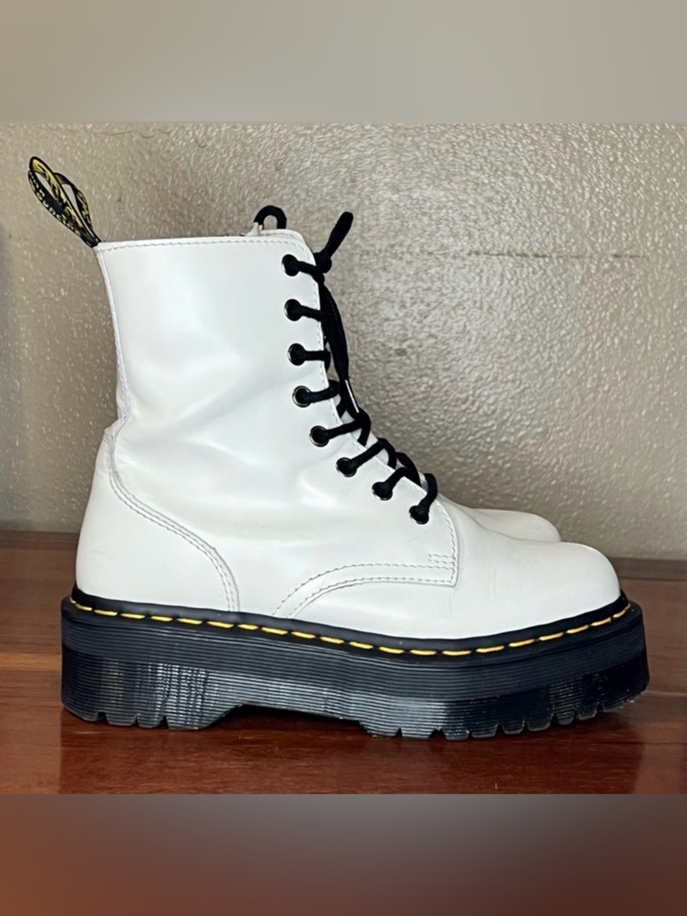 Dr. Doc Martens Jadon Platform Leather Zip Combat Boots Goth Grunge Festival - Picture 4 of 14